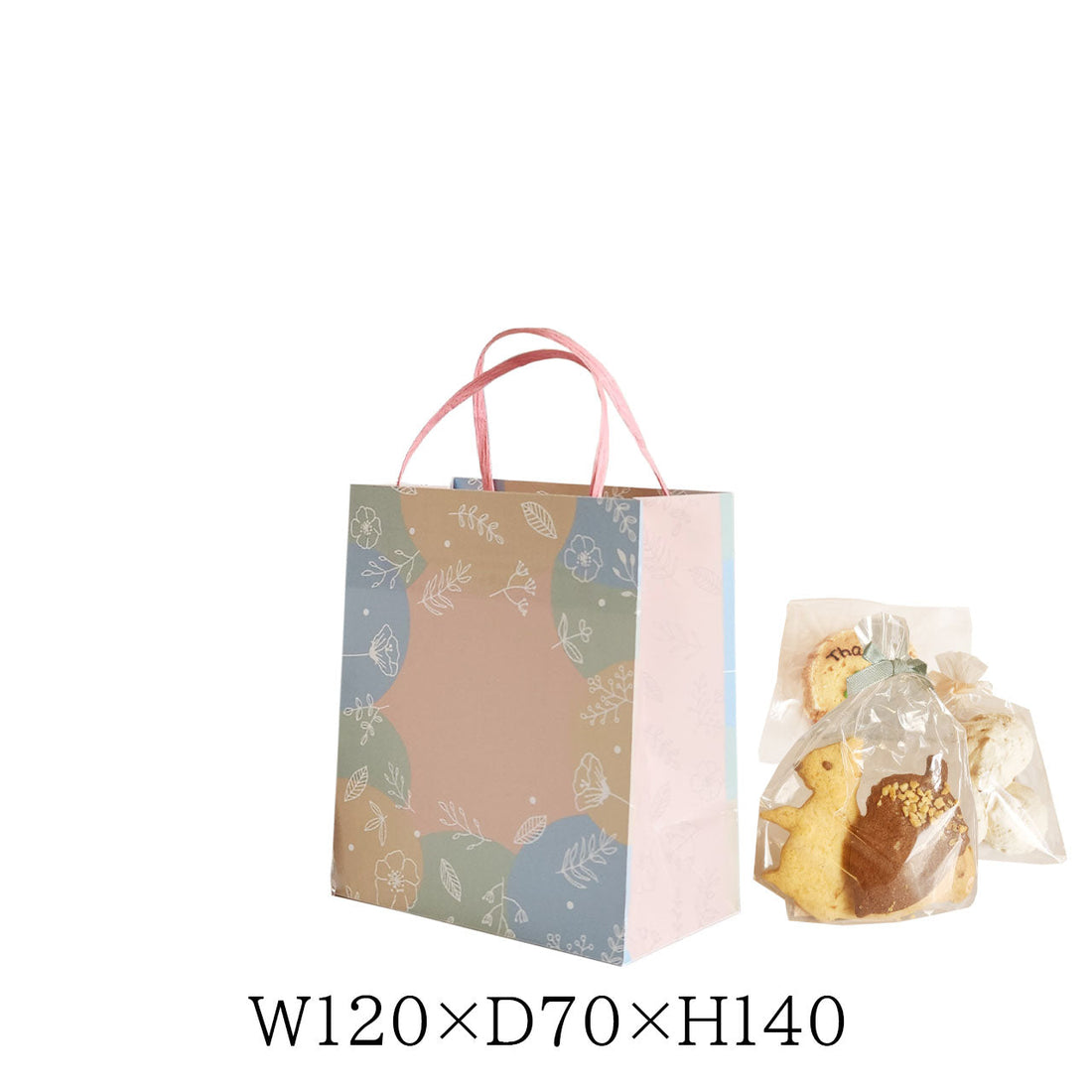 かわいい手提げ紙袋　小ロット　洋菓子屋さんにピッタリサイズです