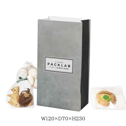 オリジナル角底袋　紙袋　格安小ロット販売　モルタル柄