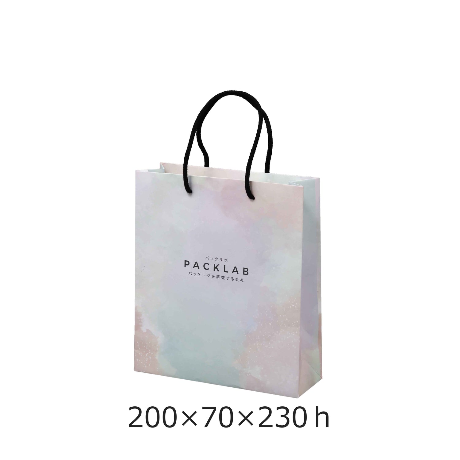 洋菓子ギフトをより魅力的に見せるオリジナル手提げ紙袋（200×70×230h）。パステル調の花柄デザインで、焼き菓子セットやプチギフト包装に最適