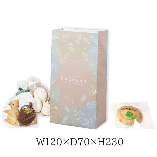 紙袋　オリジナル角底袋 花柄パステルデザイン